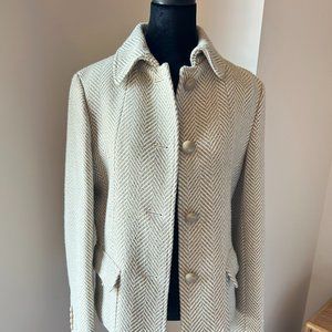 Gorgeous Talbots Herringbone Beige/Gray Jacket - Size 10